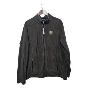 UPS Trimark Rixford Fleece Jacket Men's Size XL Chocolate Brown Zip Pockets Work